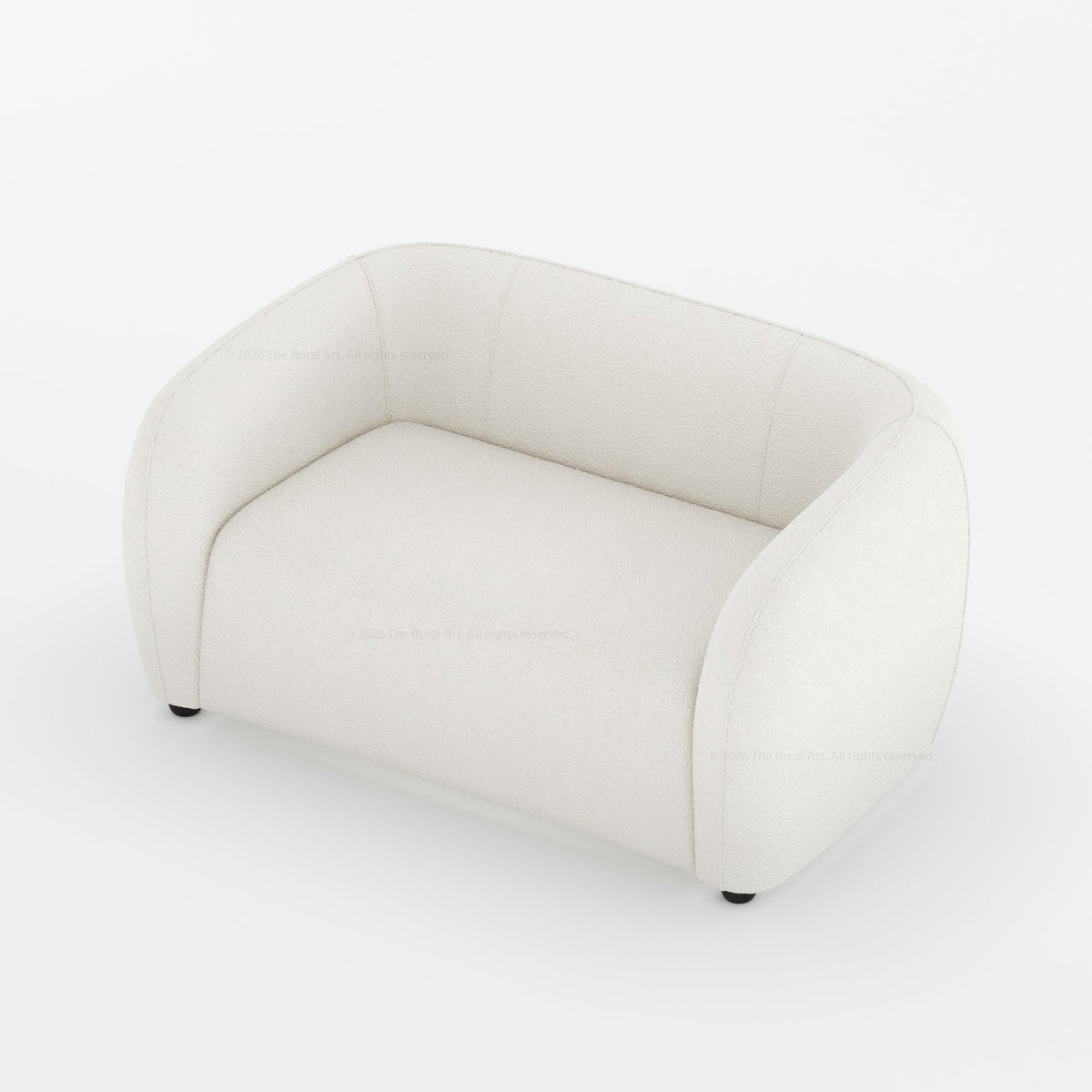 Jonesboro Modern Solid Wood Sofa with Boucle Upholstery and Curved Backrest