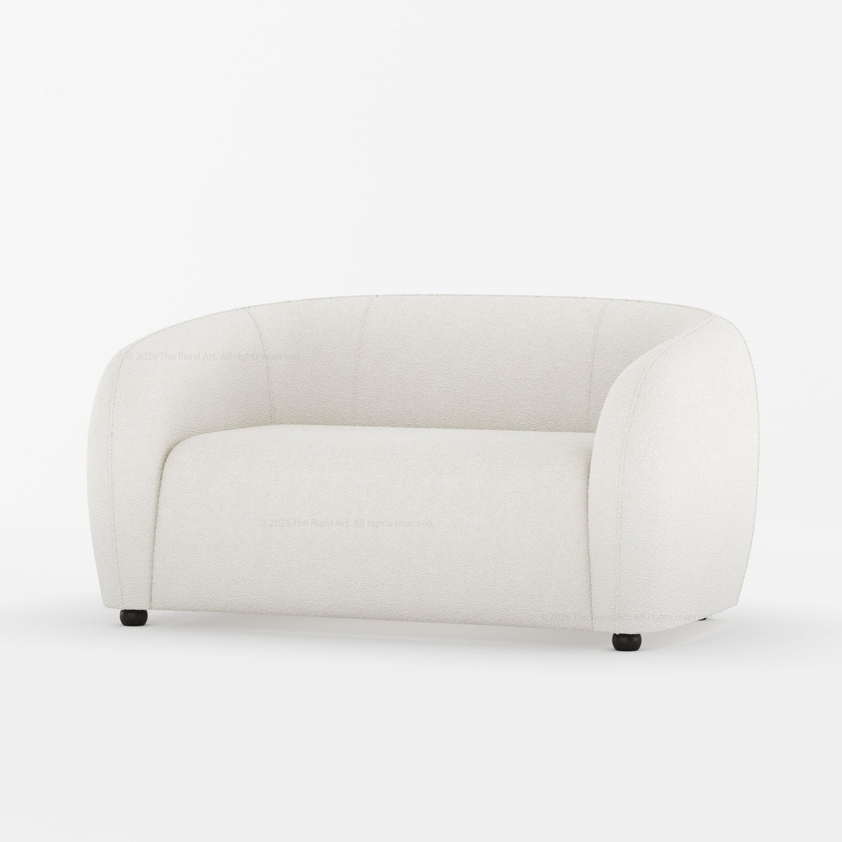 Jonesboro Modern Solid Wood Sofa with Boucle Upholstery and Curved Backrest
