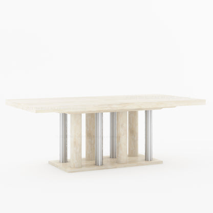 Fairbanks Modern Rectangular Wooden Dining Table with Cylinder Pedestal Base