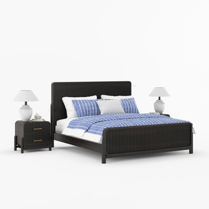 Lewes Fluted Wood 6-Piece Bedroom Set | Solid Wood Bed, Nightstands, Dresser, Mirror &amp; Bench