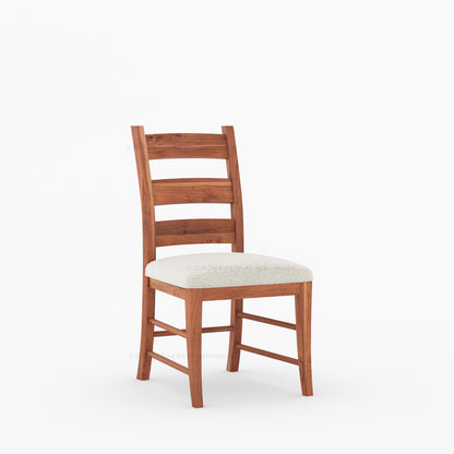 Goldfield Solid Wood Ladder Back Dining Chair with Upholstered Seat