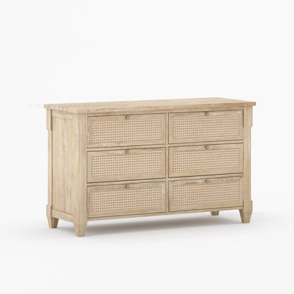 Hayward Solid Wood &amp; Cane Six Drawer Dresser