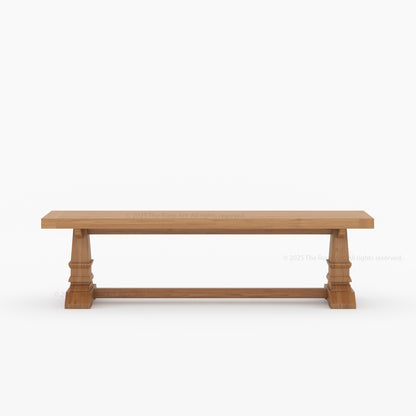 Roseville Solid Wood Dining Set Trestle Table with Chairs &amp; Bench Coastal Farmhouse Style