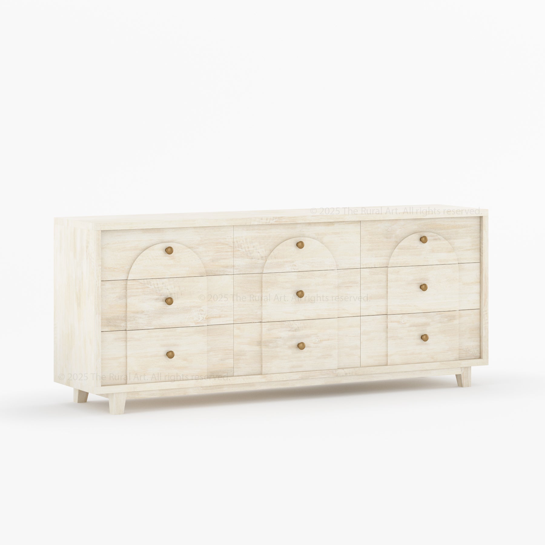 Livingston Solid Wood Dresser with Arched Front &amp; Brass Knobs
