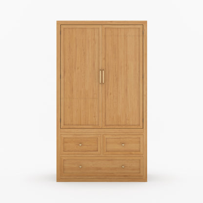 Seward Solid Wood Armoire with Drawers and Hanging Storage