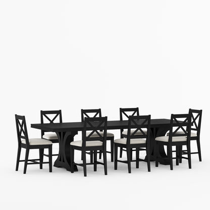 Sherman Solid Wood Black Dining Table and Chair Set for 4, 6, 8, 10, 12 People