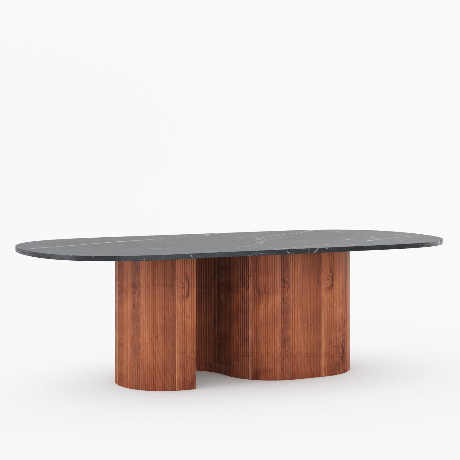 Connersville Modern Stone Top Dining Table with Sculptural Fluted Pedestal Base