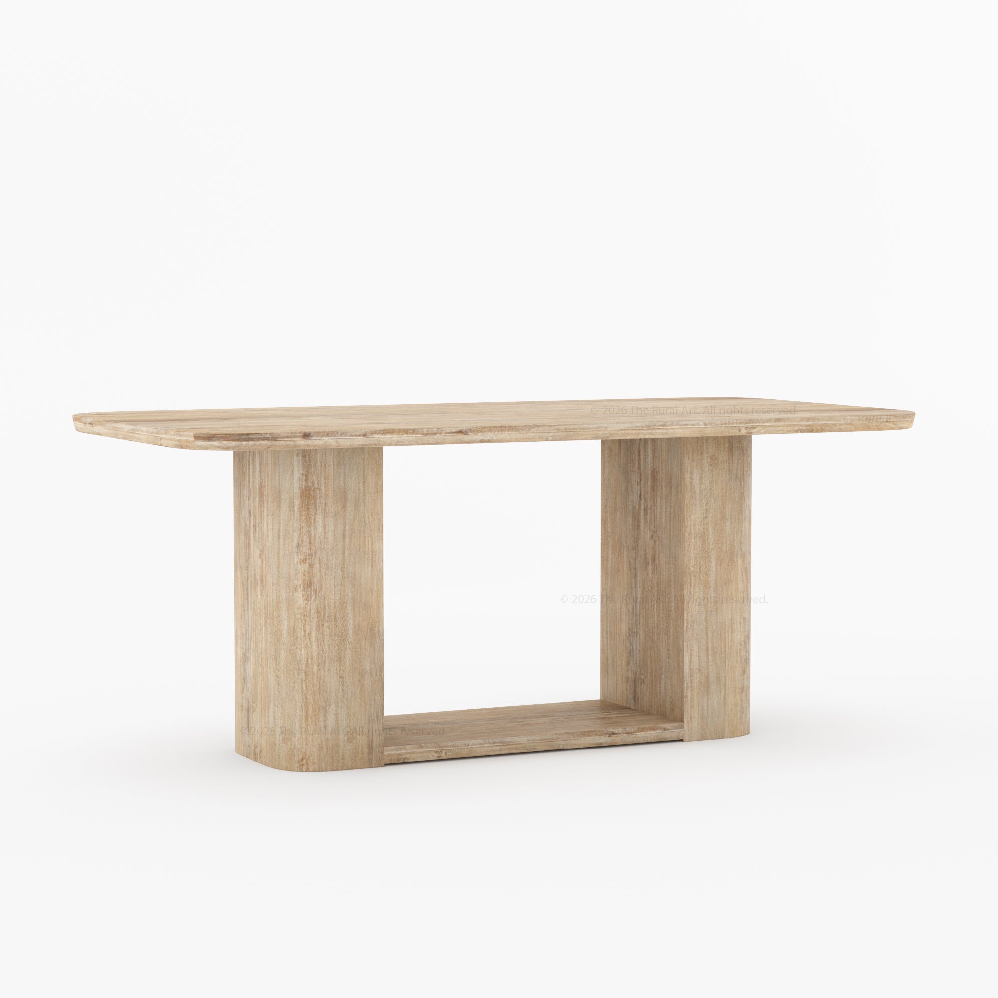 Selma Rounded Edge Solid Wood Dining Table with Double Pedestal Base