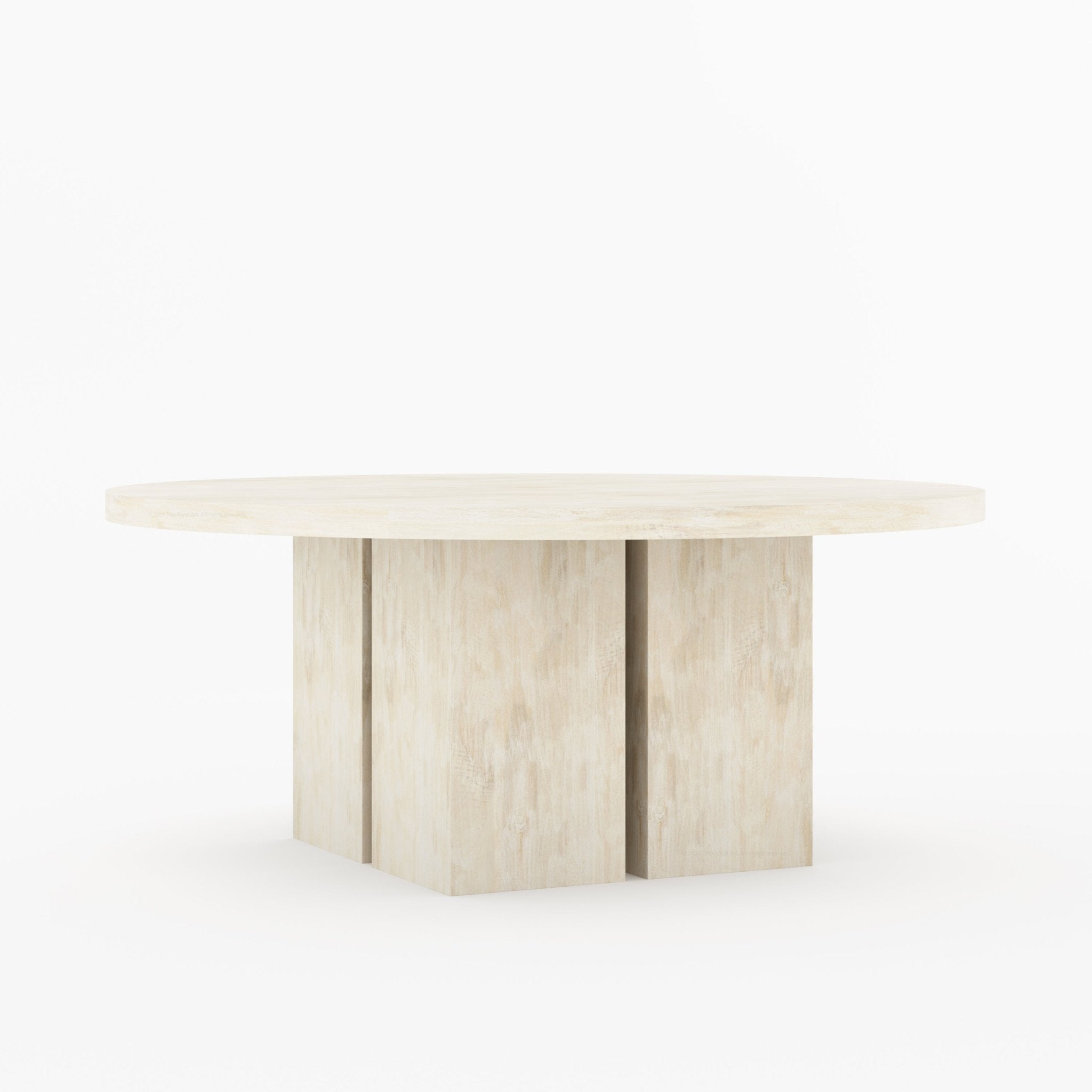 Ozark Round Wooden Pedestal Dining Table with Block Pedestal Base