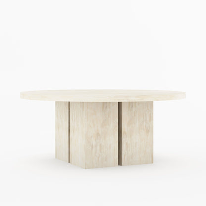 Ozark Round Wooden Pedestal Dining Table with Block Pedestal Base