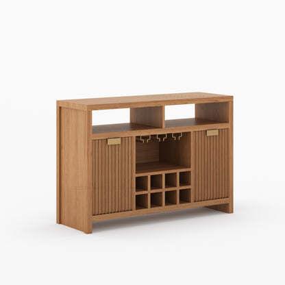 Montecito Black Wine Bar Cabinet Solid Wood Sideboard with Glass Rack &amp; Bottle Storage
