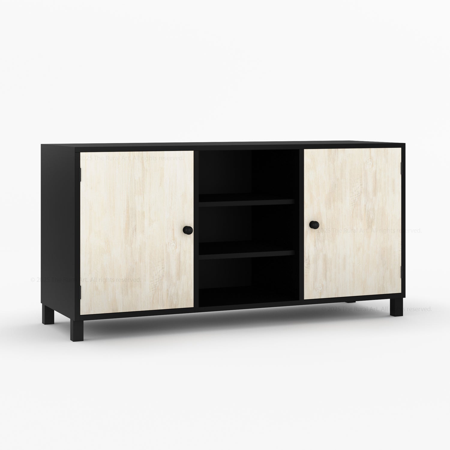 Ashland Real Wood Sideboard Buffet in Dual Tone Black Finish