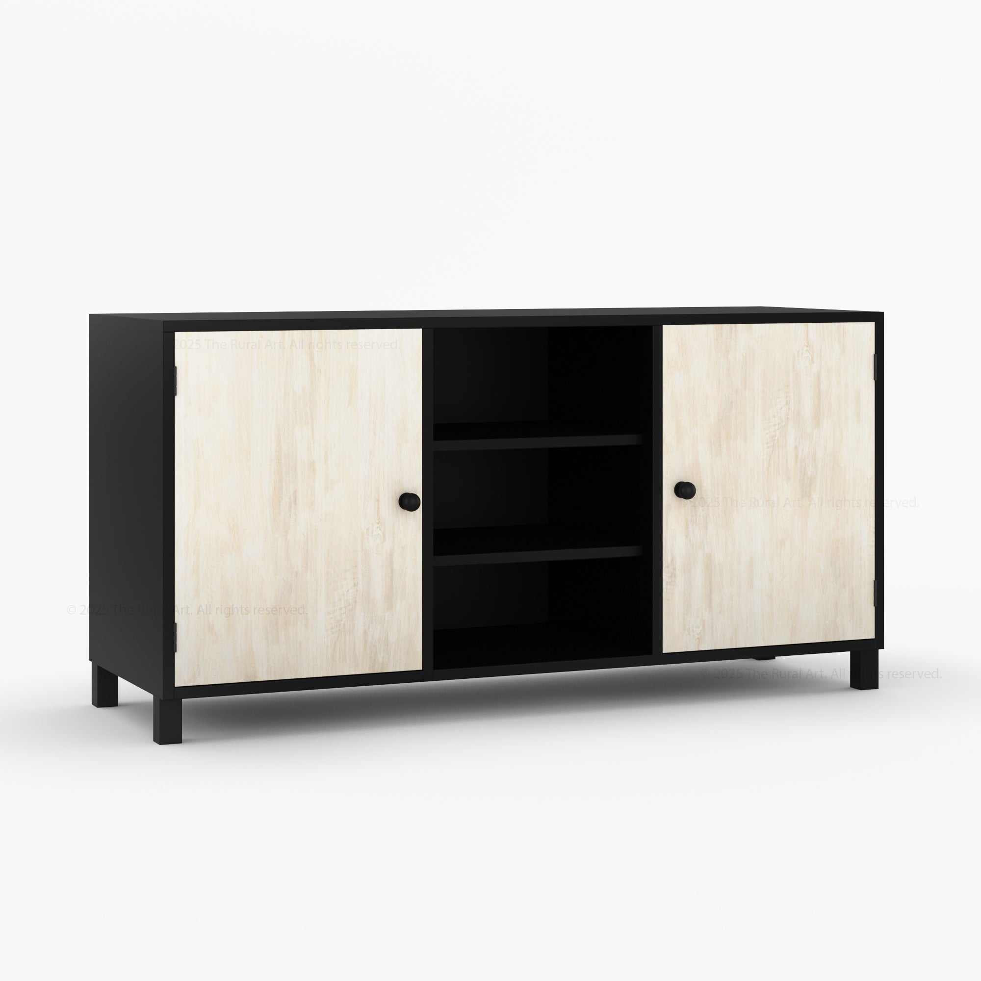 Ashland Real Wood Sideboard Buffet in Dual Tone Black Finish