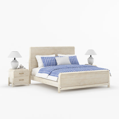 Lewes Fluted Wood 6-Piece Bedroom Set | Solid Wood Bed, Nightstands, Dresser, Mirror &amp; Bench