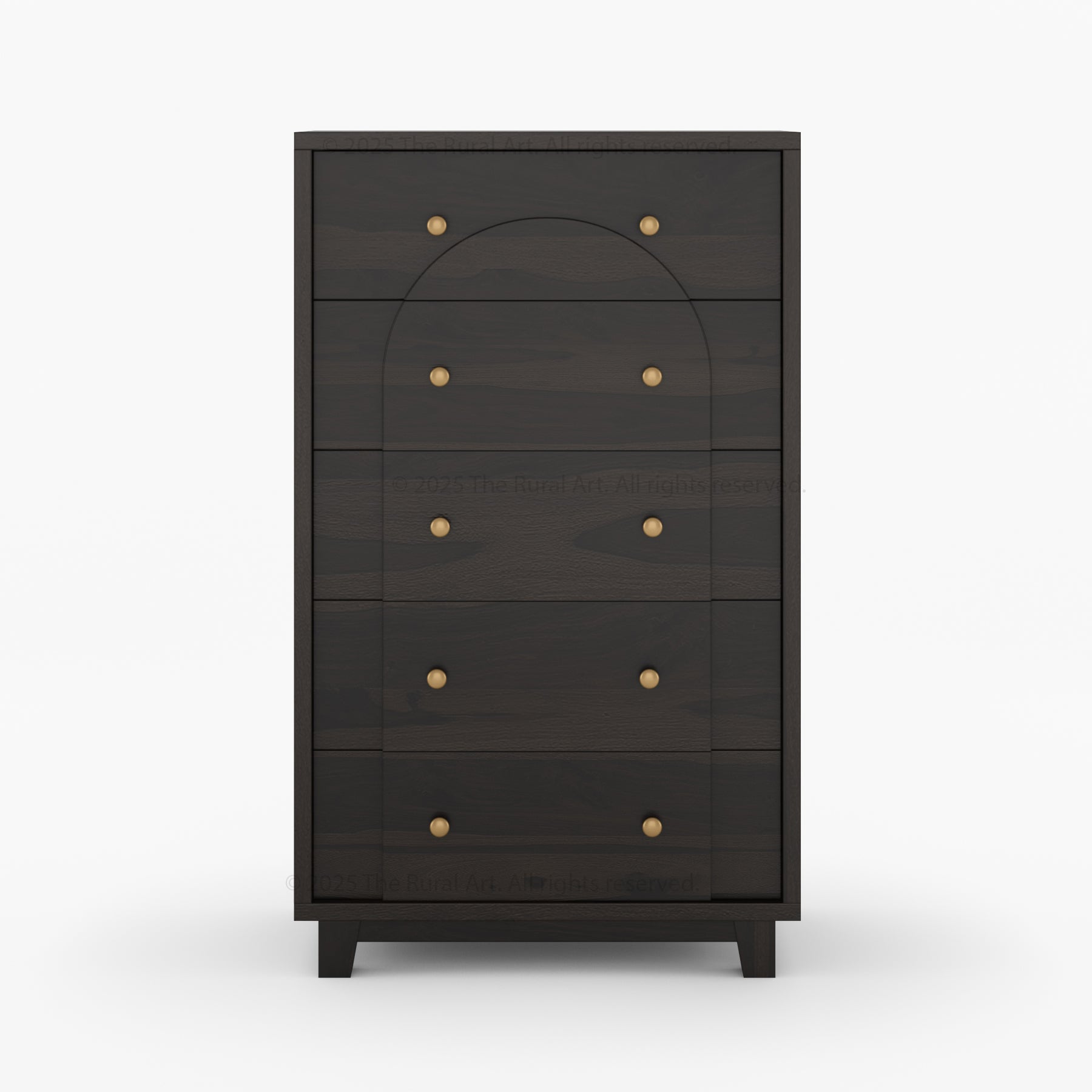 Livingston Solid Wood Dresser with Arched Front &amp; Brass Knobs