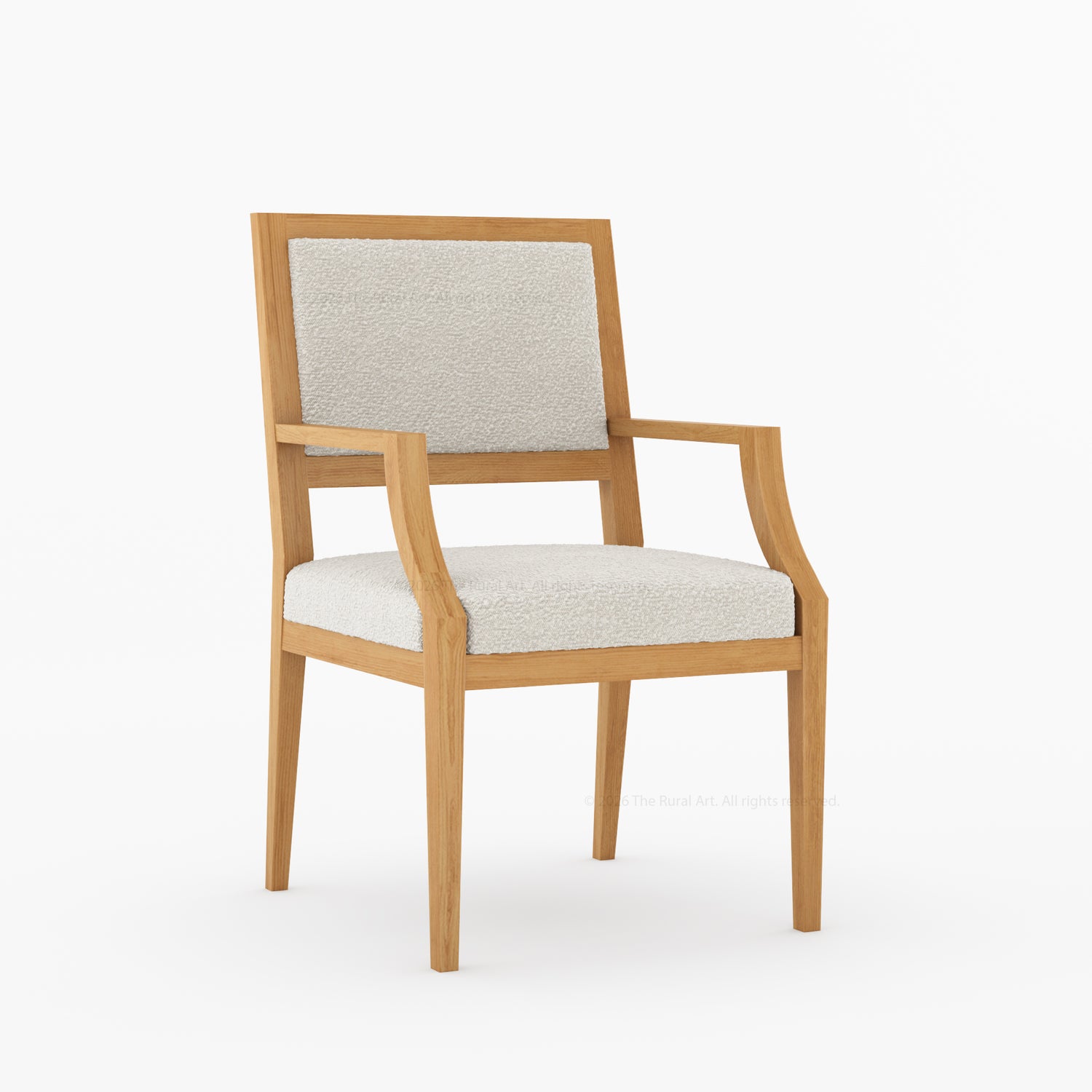 Winslow Solid Wood Dining Arm Chair with Boucle Upholstery