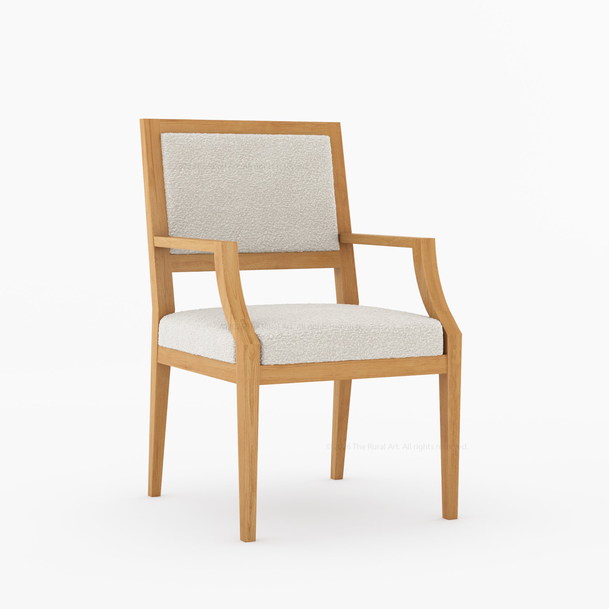 Winslow Solid Wood Dining Arm Chair with Boucle Upholstery