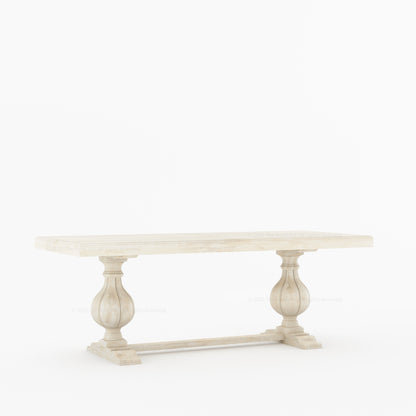 Manhattan Dual-Tone Solid Wood Dining Table with Pedestal Base