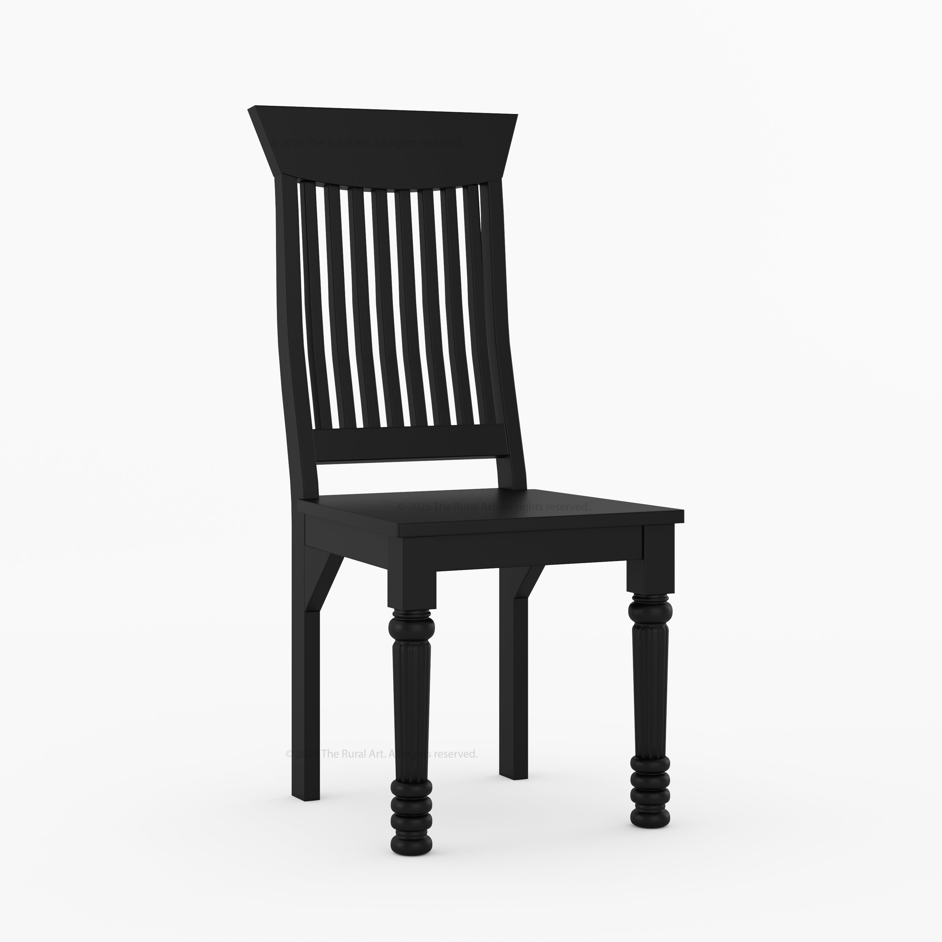 Indiana Solid Wood Slat Back Dining Chair with Turned Fluted Legs