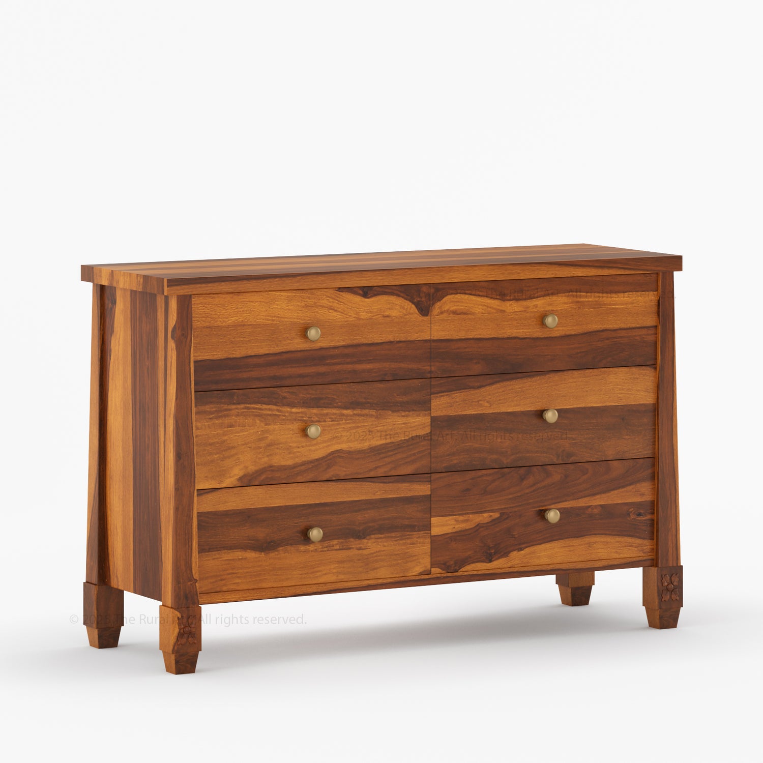 Dothan Solid Wood Dresser with Carved Floral Legs