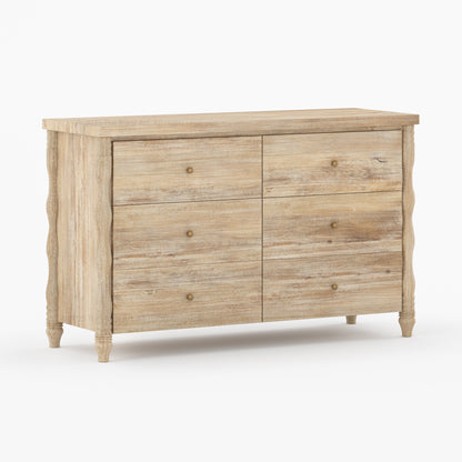 Jasper Solid Wood Dresser with Turned Legs &amp; Brass Knobs