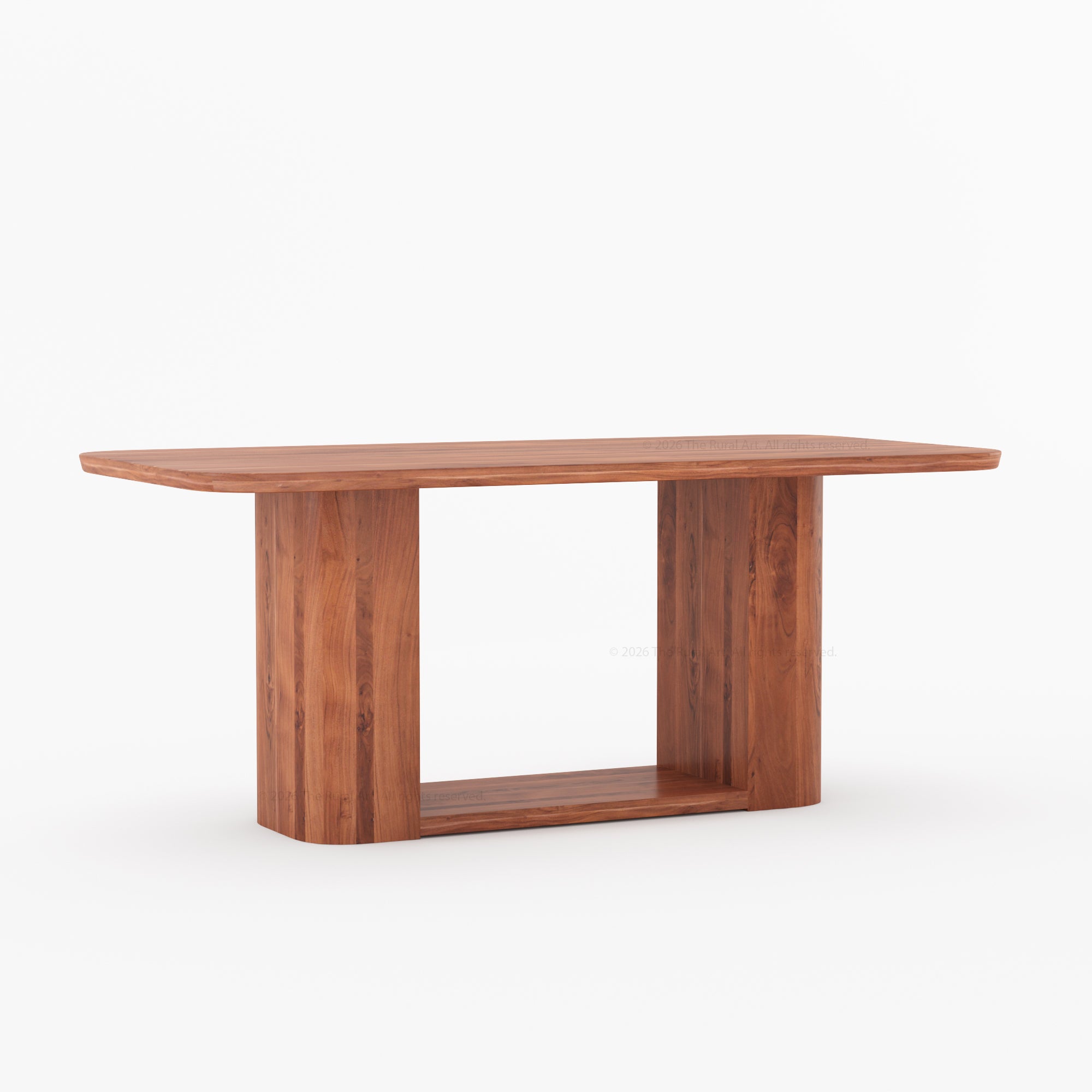 Selma Rounded Edge Solid Wood Dining Table with Double Pedestal Base