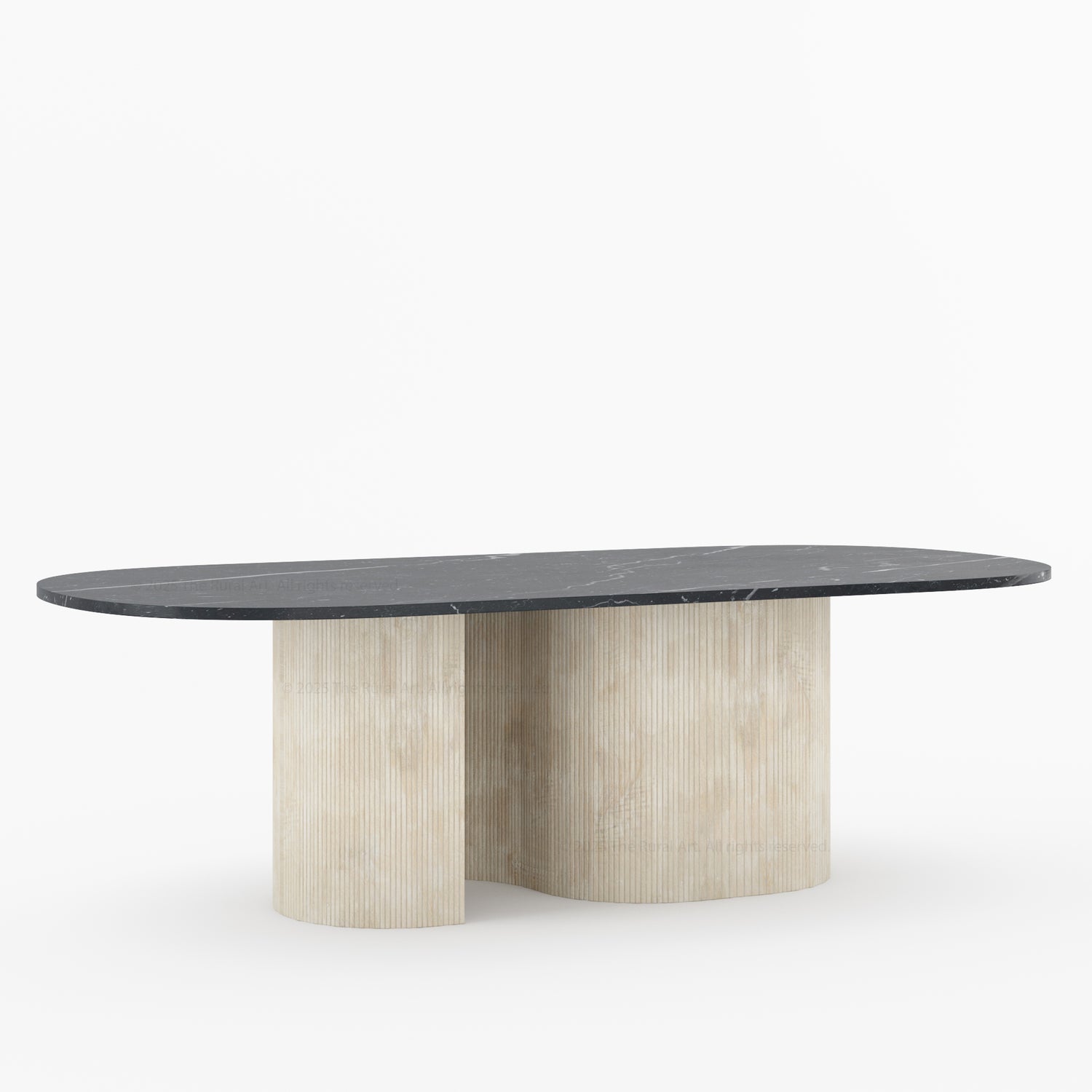 Connersville Modern Stone Top Dining Table with Sculptural Fluted Pedestal Base