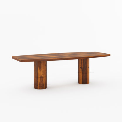 Winslow Sculpted Solid Wood Dining Table with Dual Pedestal Base