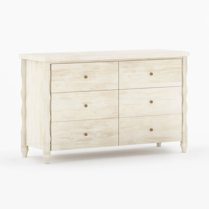 Jasper Solid Wood Dresser with Turned Legs &amp; Brass Knobs