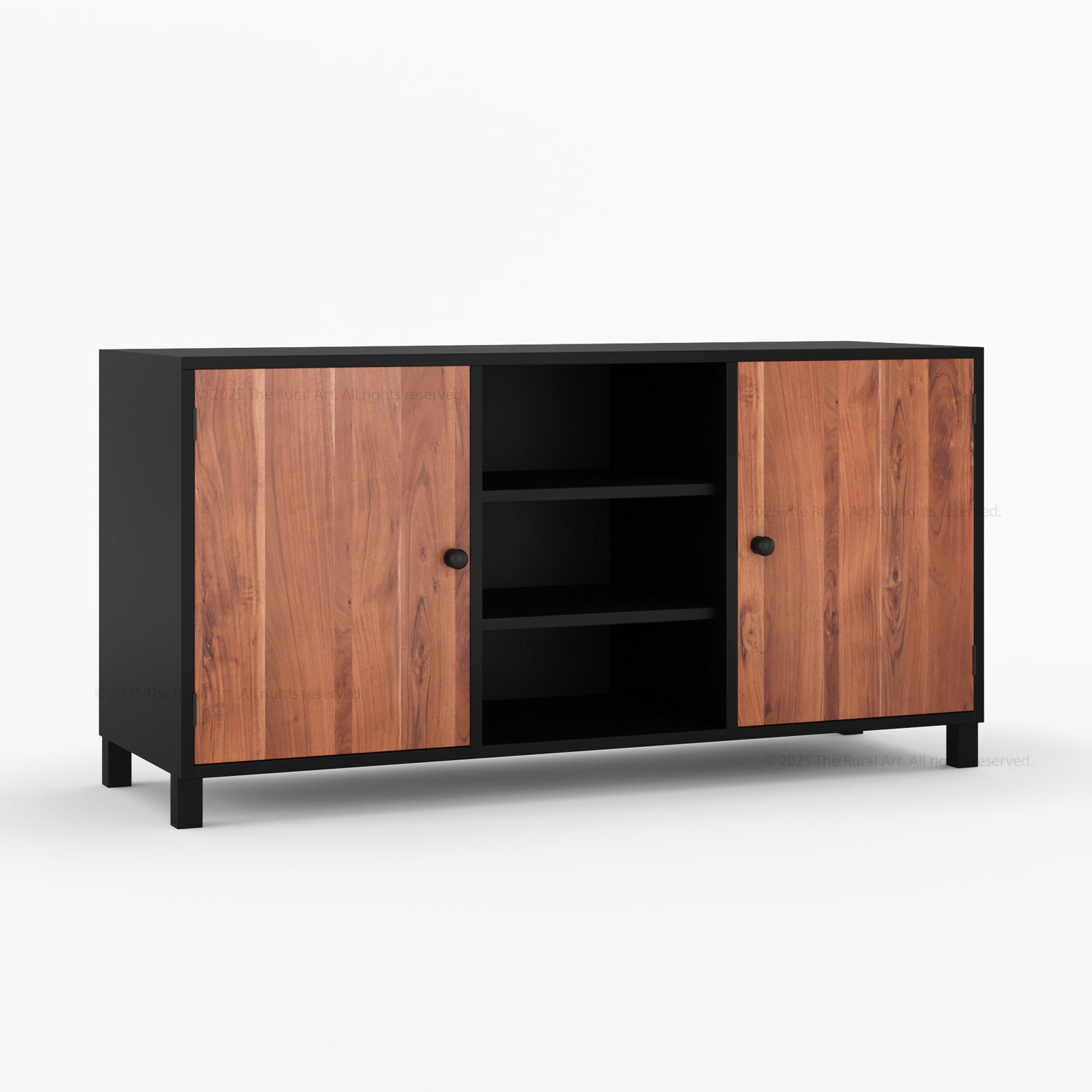 Ashland Real Wood Sideboard Buffet in Dual Tone Black Finish