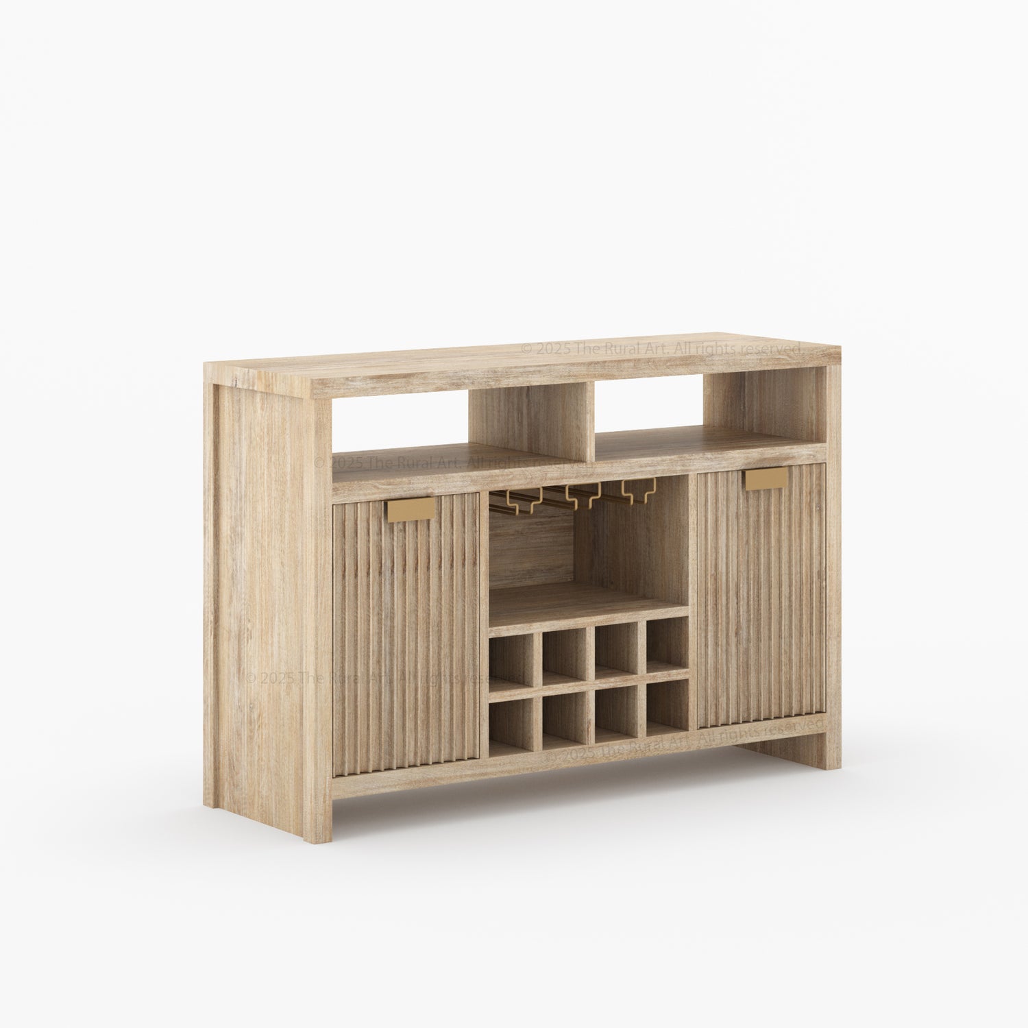 Montecito Black Wine Bar Cabinet Solid Wood Sideboard with Glass Rack &amp; Bottle Storage