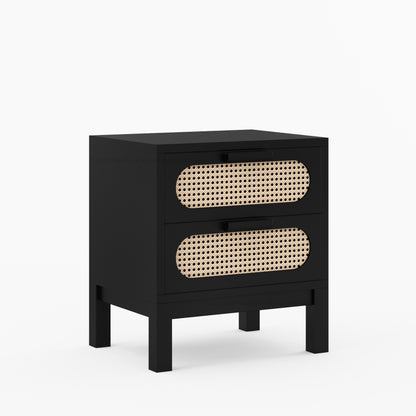 Davis Cane Front Solid Wood Nightstand