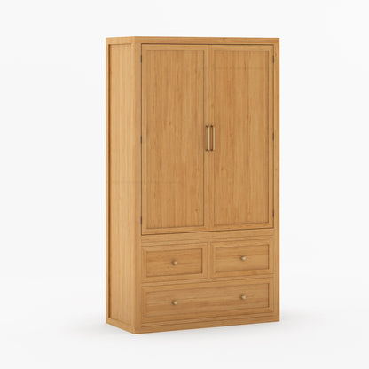Seward Solid Wood Armoire with Drawers and Hanging Storage
