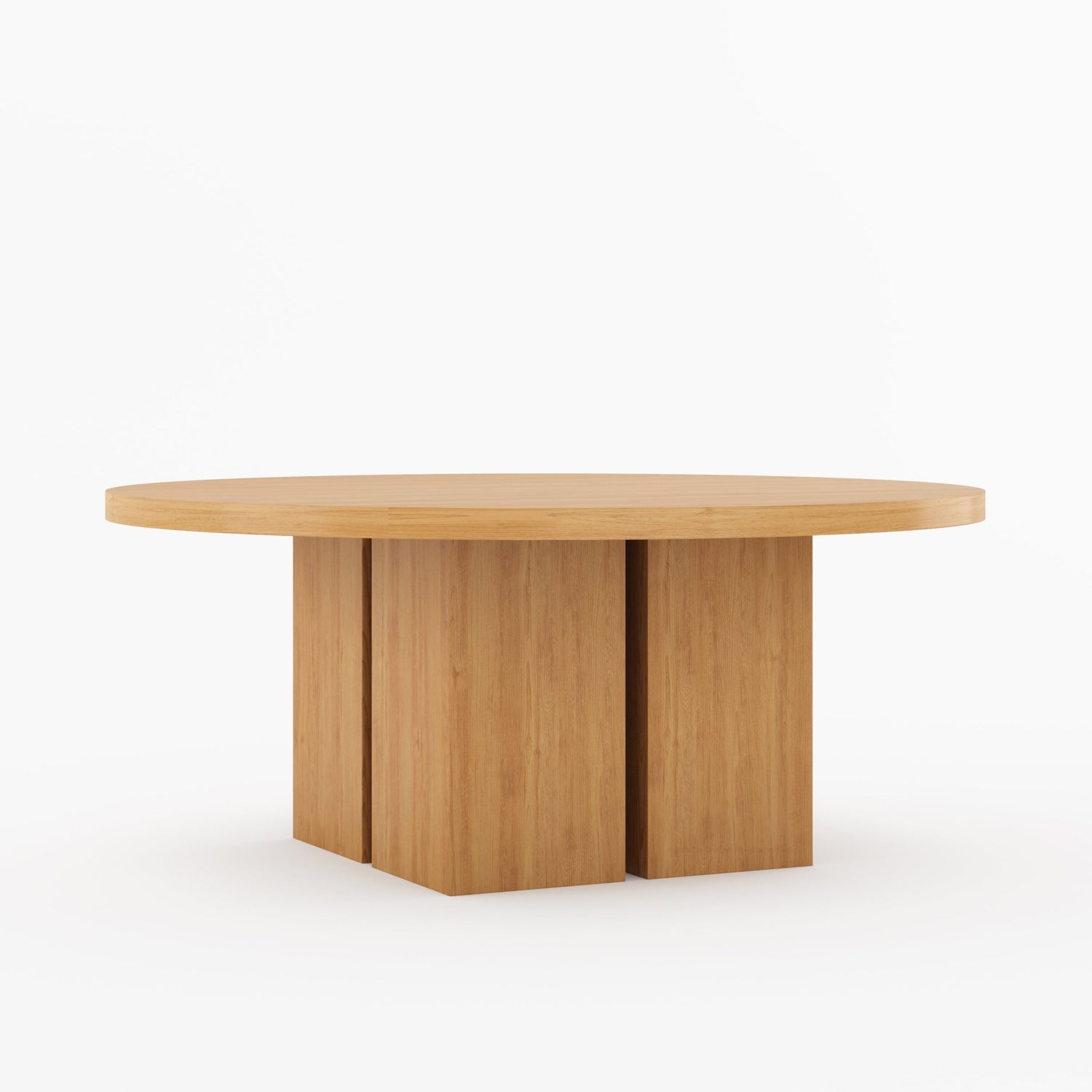 Ozark Round Wooden Pedestal Dining Table with Block Pedestal Base