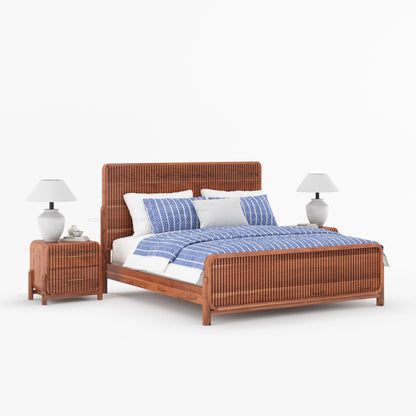 Lewes Fluted Wood 6-Piece Bedroom Set | Solid Wood Bed, Nightstands, Dresser, Mirror &amp; Bench