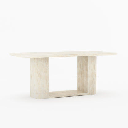Selma Rounded Edge Solid Wood Dining Table with Double Pedestal Base