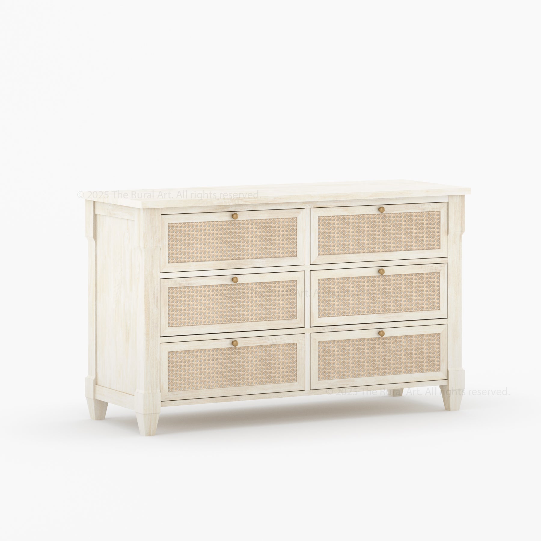 Hayward Solid Wood &amp; Cane Six Drawer Dresser