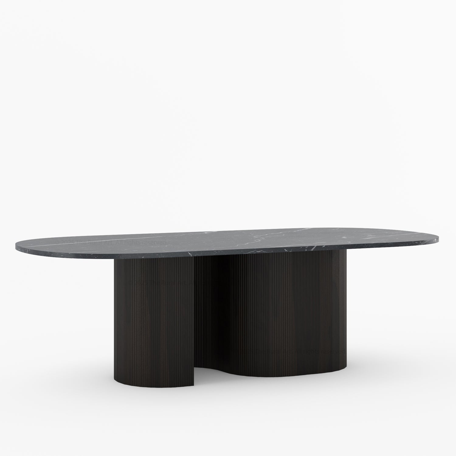 Connersville Modern Stone Top Dining Table with Sculptural Fluted Pedestal Base