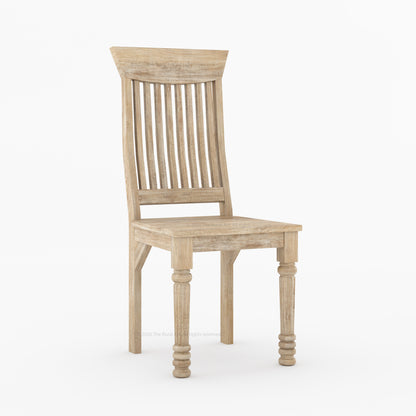 Indiana Solid Wood Slat Back Dining Chair with Turned Fluted Legs