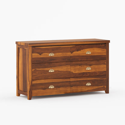 Baytown Rustic Solid Wood Bedroom Dresser with 6 Drawer