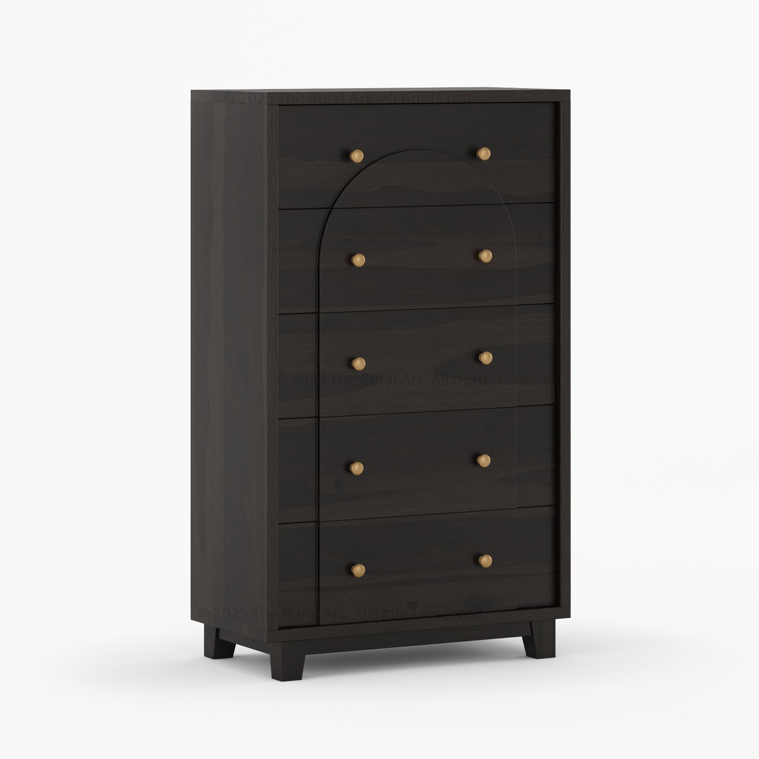 Livingston Solid Wood Dresser with Arched Front &amp; Brass Knobs