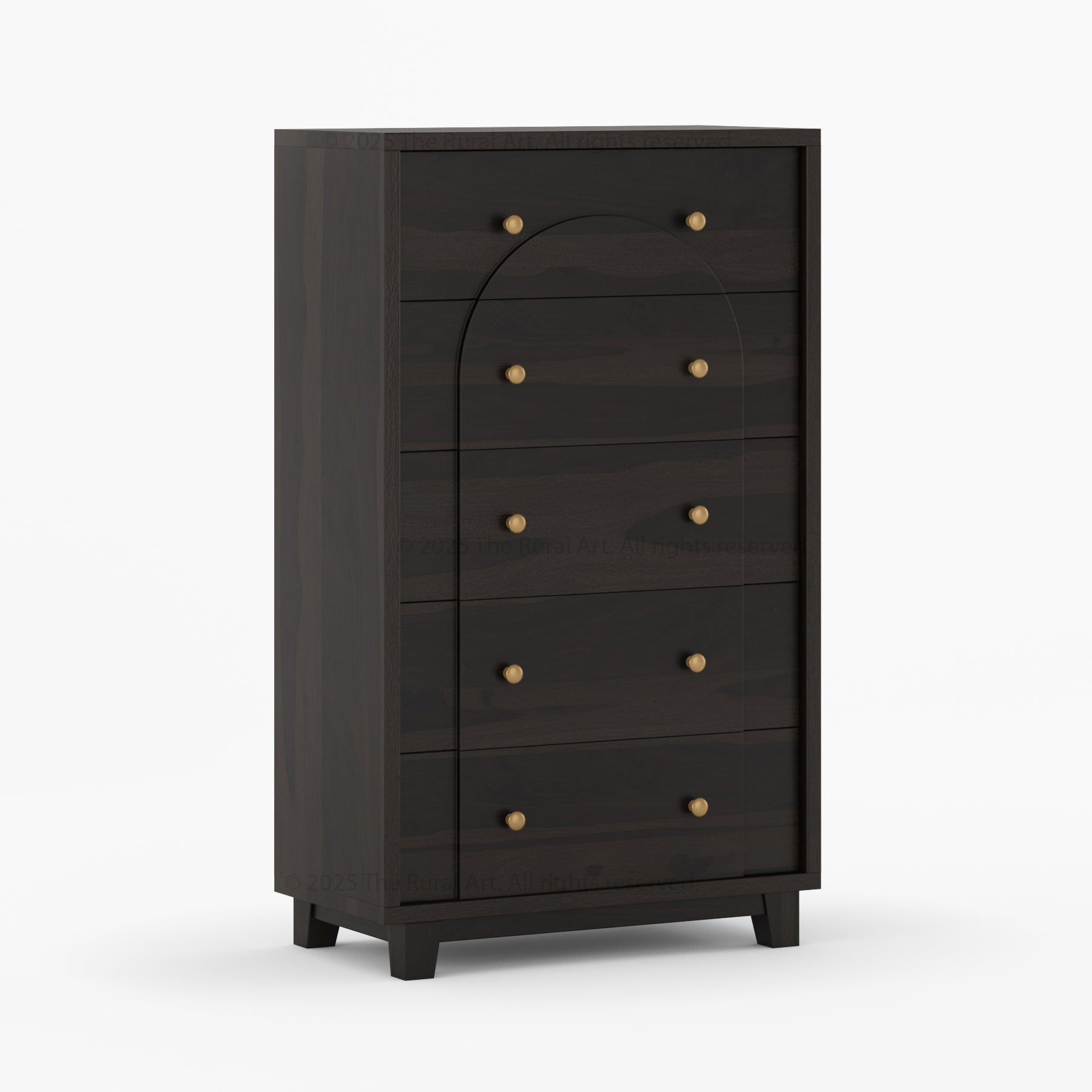 Livingston Solid Wood Dresser with Arched Front &amp; Brass Knobs