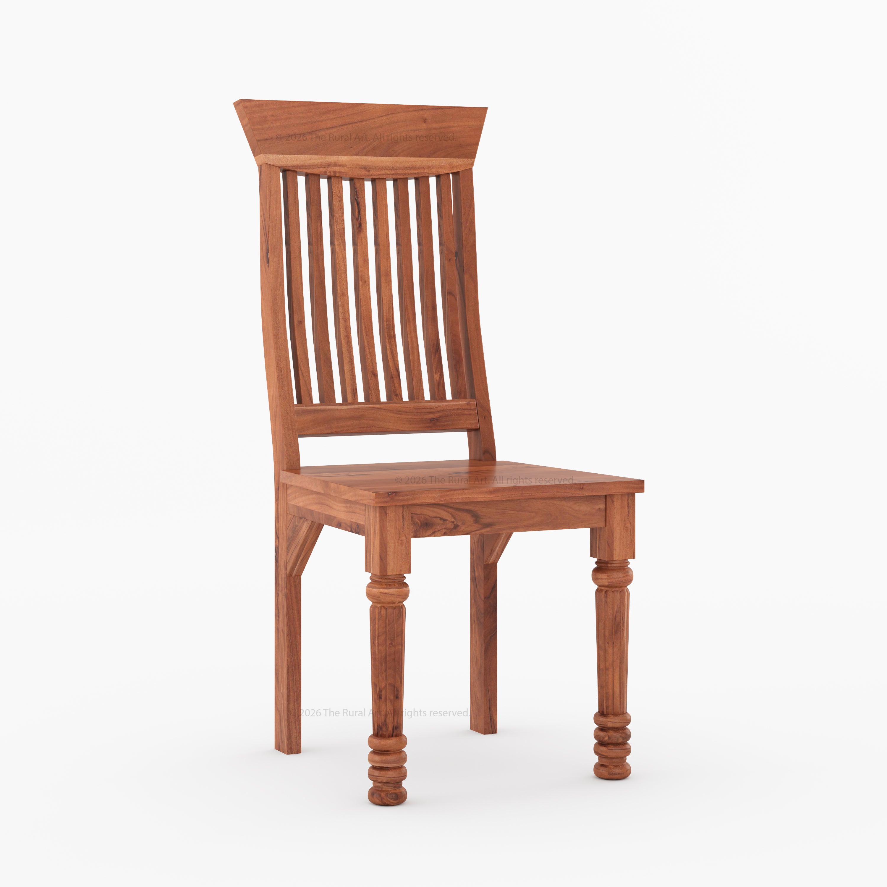 Indiana Solid Wood Slat Back Dining Chair with Turned Fluted Legs