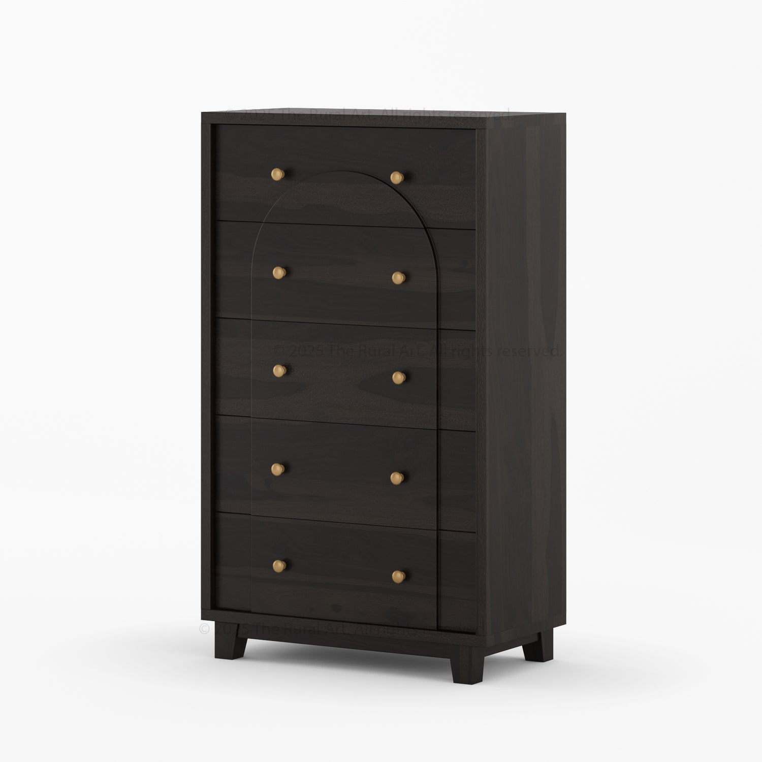 Livingston Solid Wood Dresser with Arched Front &amp; Brass Knobs