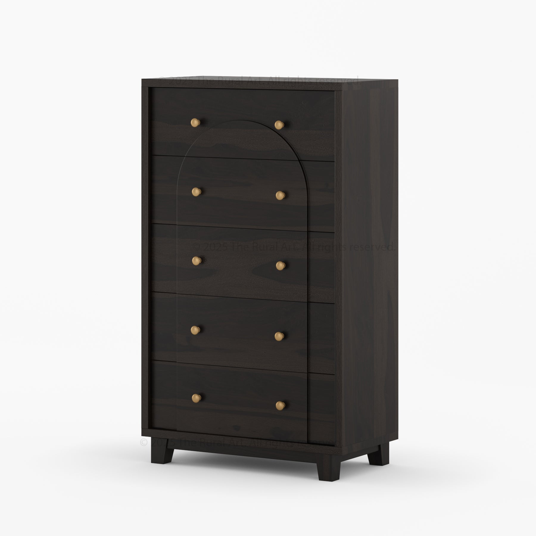 Livingston Solid Wood Dresser with Arched Front &amp; Brass Knobs