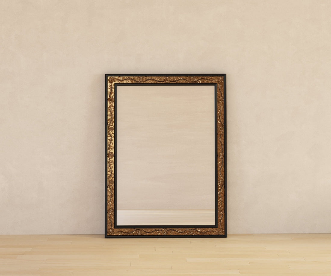 Versailles Grandeur Solid Wood Mirror Frame with Gold Leaf Carved Details