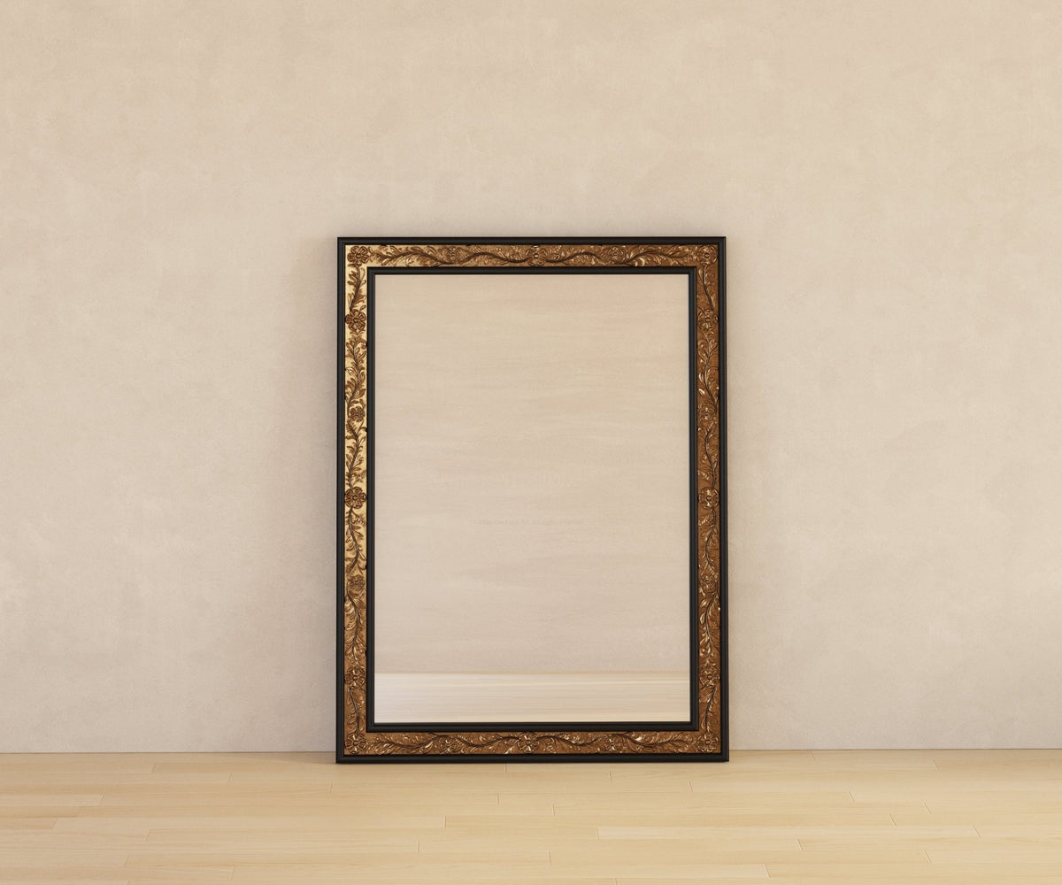 Versailles Grandeur Solid Wood Mirror Frame with Gold Leaf Carved Details