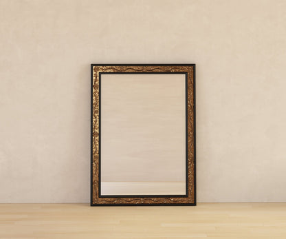 Versailles Grandeur Solid Wood Mirror Frame with Gold Leaf Carved Details