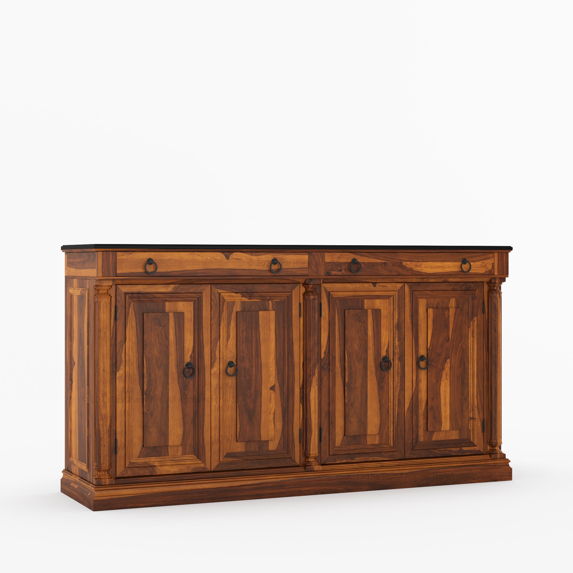 San Pedro Solid Wood Four Door Sideboard with Black Top