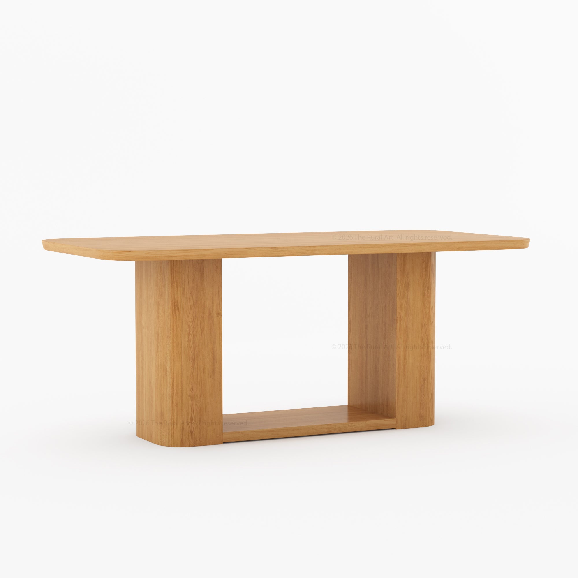Selma Rounded Edge Solid Wood Dining Table with Double Pedestal Base